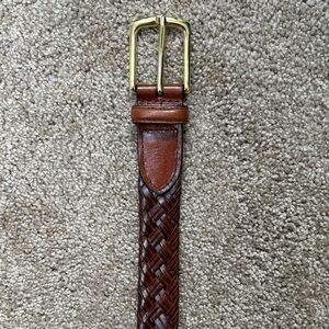 Brown Leather Braided Unisex Belt